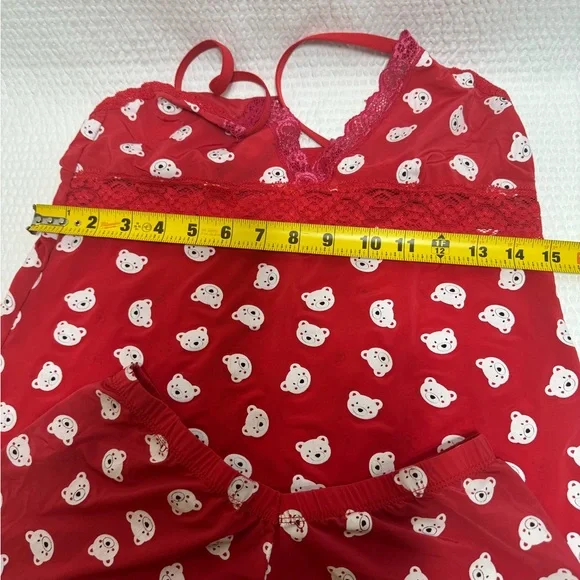 Red Bear Print Women's Sleepwear Set - Picture 2 of 6